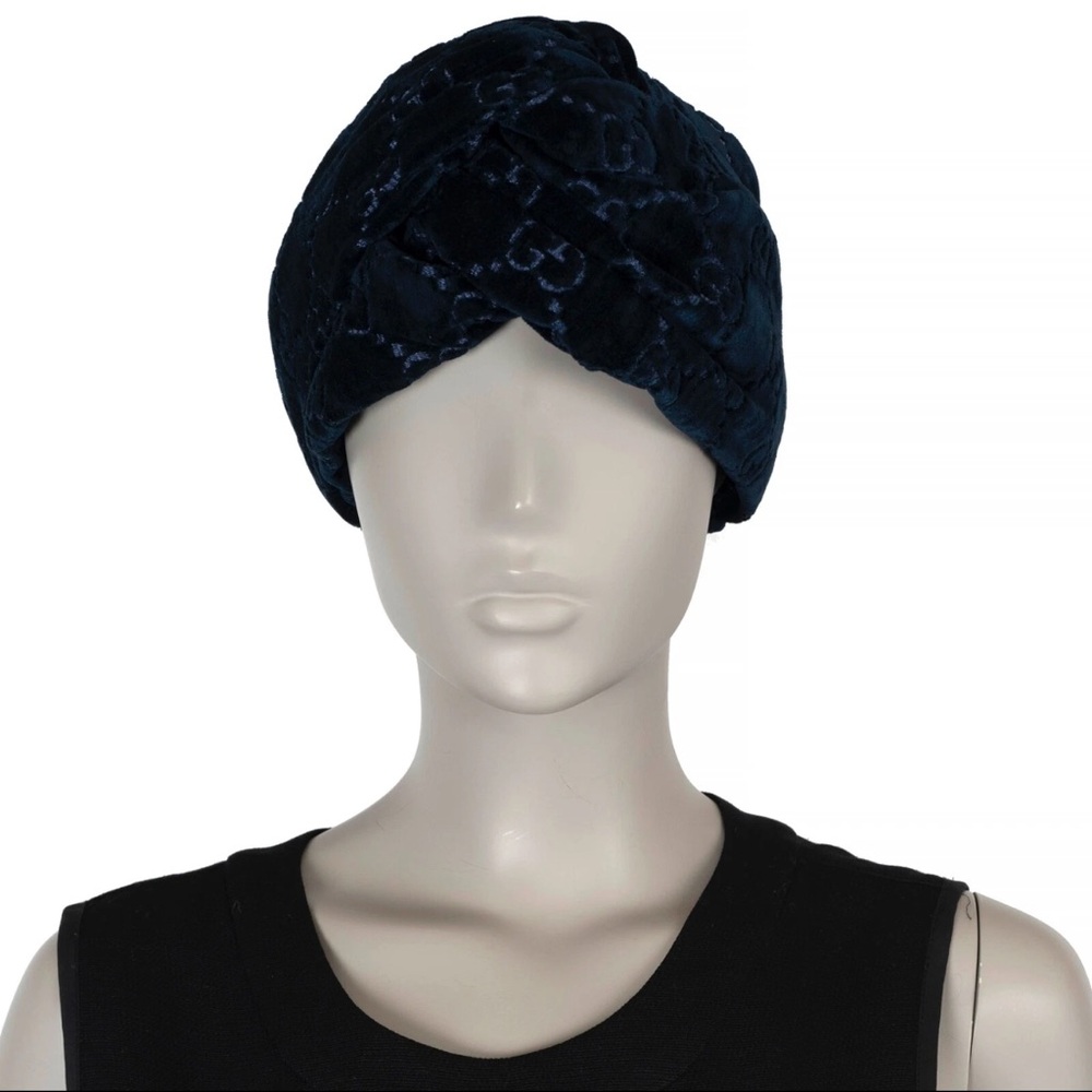 GUCCI midnight blue GG VELVET Headband- gives off black as well